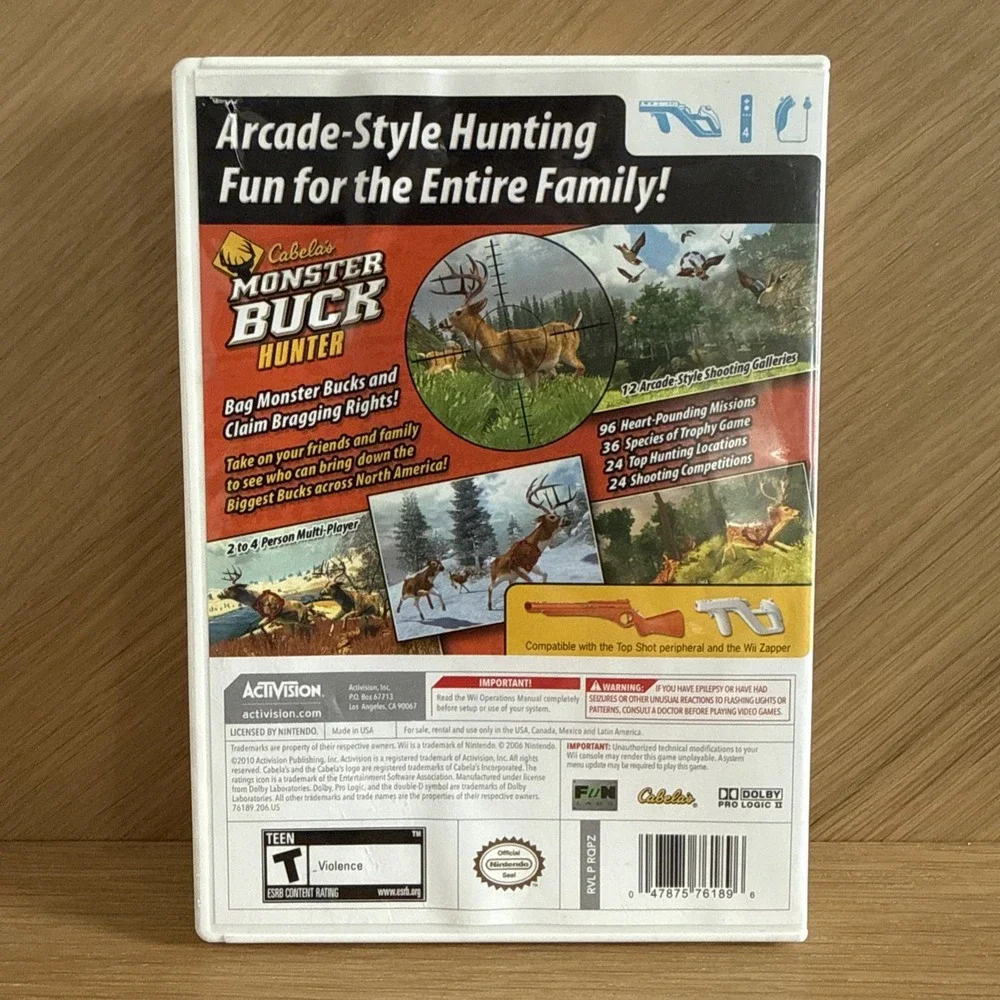 Nintendo Wii Monster Buck Game Hunting Cabela's Complete W‎ Manual Hunting Deer